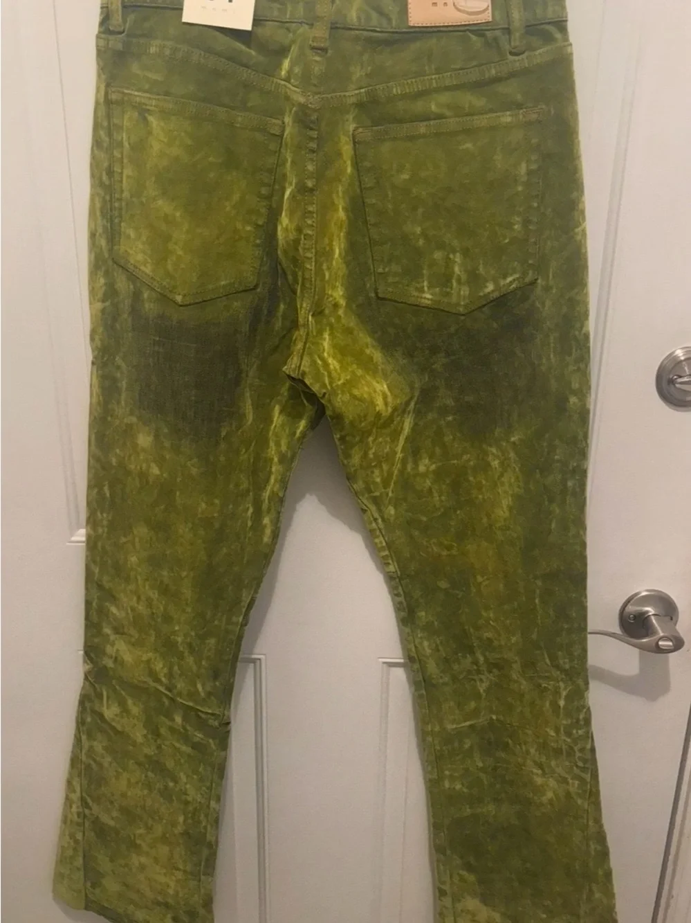 MNML Olive Green Washed Slim Straight Jeans